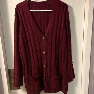 Ladies XXL burgundy sweater/cardigan.